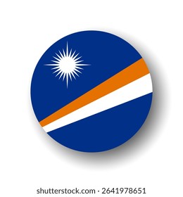 Marshall Islands flag - flat vector circle icon or badge with dropped shadow.