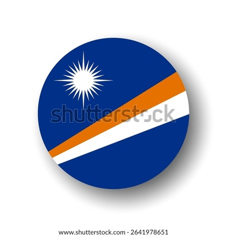 Marshall Islands flag - flat vector circle icon or badge with dropped shadow.