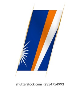 Marshall Islands flag in the form of a banner with waving effect and shadow. Modern vector design.
