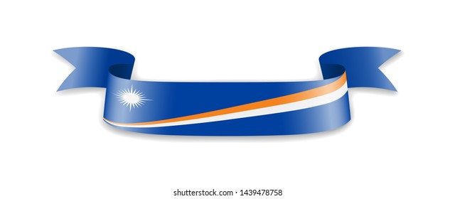 Marshall Islands flag in the form of wave ribbon. Vector illustration.