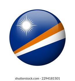 Bandera de las Islas Marshall - brillante placa de círculo. Icono del vector.