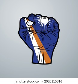 Marshall Islands Flag with Hand Design isolated on white background. Vector illustration