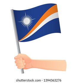 Marshall Islands flag in hand. Patriotic background. National flag of Marshall Islands vector illustration