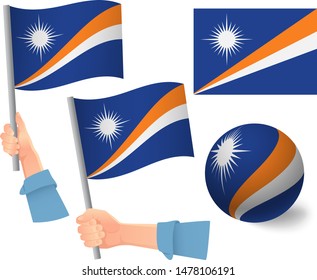 Marshall Islands flag in hand set. Ball flag. National flag of Marshall Islands vector illustration