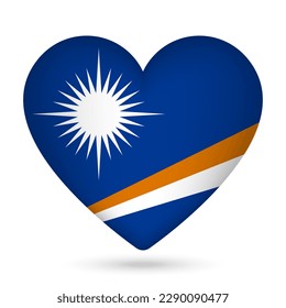 Marshall Islands flag in heart shape. Vector illustration.