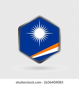 Marshall Islands Flag Icon in Hexagon Shape.