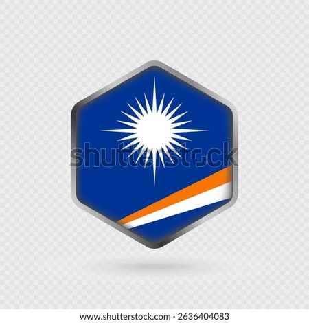 Marshall Islands Flag Icon in Hexagon Shape.