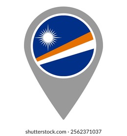 Marshall Islands flag location pin, flag application, Flag on Location Pin, graphic design, map pointer, vector illustration.