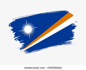 Marshall Islands flag made in textured brush stroke. Patriotic country flag on white background