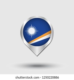 Marshall Islands flag map pointer with shadow. Vector illustration