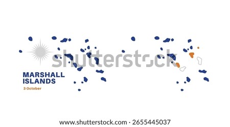 marshall islands flag and map set. marshall islands flag in official colors and proportions., map