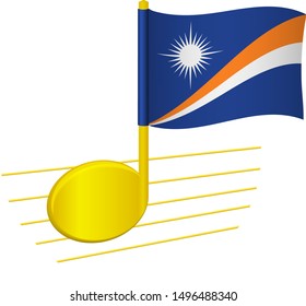 Marshall Islands flag and musical note. Music background. National flag of Marshall Islands and music festival concept vector illustration