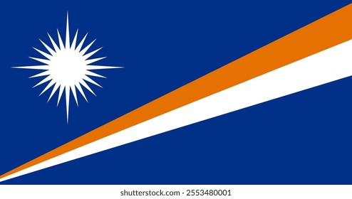 Marshall Islands flag in official colors, dimensions and aspect ratio. Vector flag symbolizing national pride, identity, heritage, patriotism and authority