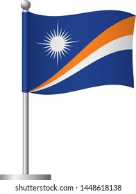 Marshall Islands flag on pole. Metal flagpole. National flag of Marshall Islands vector illustration