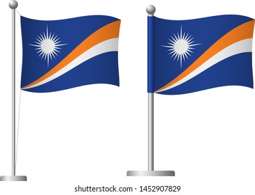 Marshall Islands flag on pole. Metal flagpole. National flag of Marshall Islands vector illustration