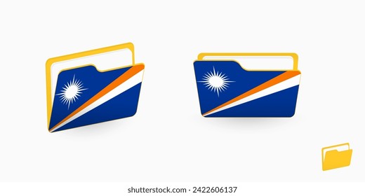 Marshall Islands flag on two type of folder icon. Vector illustration.