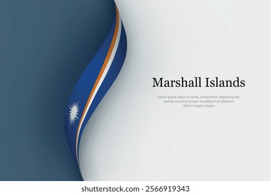 Marshall Islands flag on Waving ribbon. Template for independence day