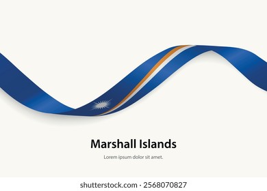 Marshall Islands flag on Waving ribbon. Template for independence day