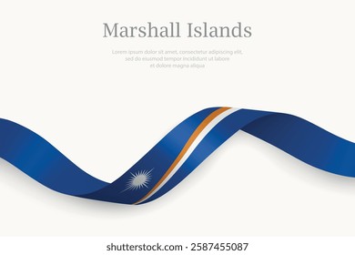 Marshall Islands flag on Waving ribbon. Template for independence day