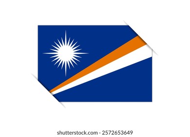 Marshall Islands flag - rectangle colorful flag representing a country cultural identity and heritage. The essence of national pride and unity. Attached by the corners in a paper album