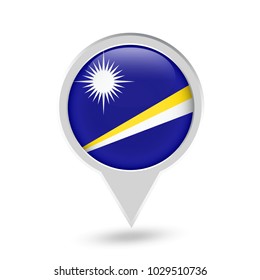Marshall Islands Flag Round Pin Icon. Vector icon.