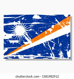 Marshall Islands flag with scratches and shadow in vector