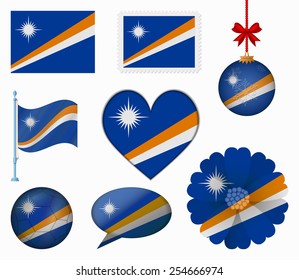 Marshall Islands flag set of 8 items vector