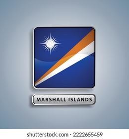 Marshall Islands flag square button vector illustration