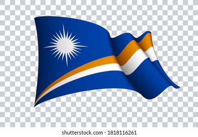Marshall Islands flag state symbol isolated on background national banner. Greeting card National Independence Day of the Republic of Marshall Islands. Illustration banner with realistic state flag.