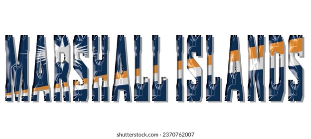 MARSHALL ISLANDS flag text font, 3D MARSHALL ISLANDS Font With Flag, 3D vector illustration
