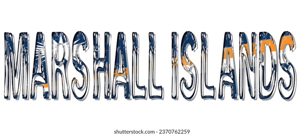 Tipo de letra del indicador MARSHALL ISLANDS, 3D MARSHALL ISLANDS Font With Flag, ilustración vectorial 3D