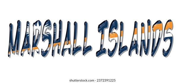MARSHALL ISLANDS flag text font, 3D MARSHALL ISLANDS Font With Flag, 3D MARSHALL ISLANDS vector illustration