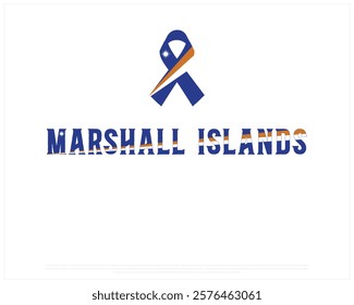 MARSHALL ISLANDS flag Typography with Ribbon flag on a white background, Vector design of MARSHALL ISLANDS flag typography, Ribbon of Marshall Islands, National Day Design, MARSHALL ISLANDS Day design