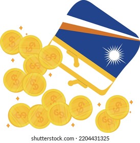 Marshall Islands Flag vector hand drawn,United States dollar vector hand drawn