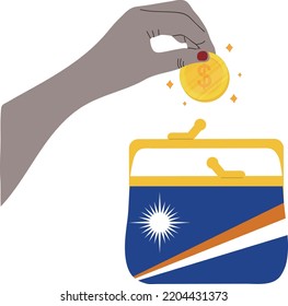 Vector de bandera de las Islas Marshall dibujado a mano, vector del dólar de los Estados Unidos