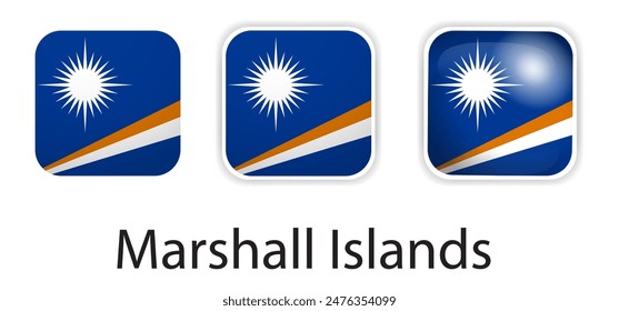 Marshall Islands flag vector icons set in the shape of rounded square