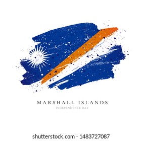 Marshall Islands flag. Vector illustration on a white background. Brush strokes are drawn by hand. Independence Day.