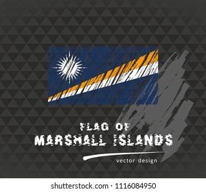 Marshall Islands flag, vector sketch hand drawn illustration on dark grunge background