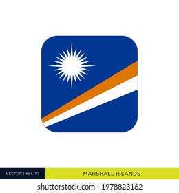 Marshall Islands Flag Vector Stock Illustration Design Template. Rounded Square Shape.