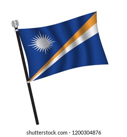 Marshall Islands flag , flag of Marshall Islands waving on flag pole, vector illustration EPS 10.