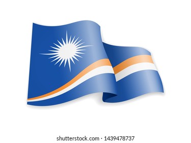 Marshall Islands flag in the wind. Flag on white background vector illustration