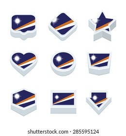 Marshall Islands flags icons and button set nine styles
