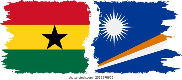 Marshall Islands and Ghana grunge flags connection, vector