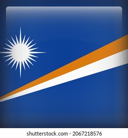 Marshall Islands Glossy 3D Square Country Flag Icon