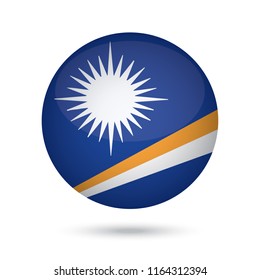 Marshall Islands glossy round button. Vector Illustration EPS10.