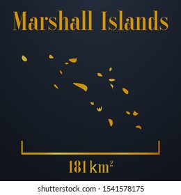 Marshall Islands golden solid country outline silhouette, realistic piece of world map template, for infographic, vector illustration, isolated object, background. From countries set