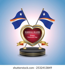 Marshall Islands Happy National Day small table flag with Golden Heart