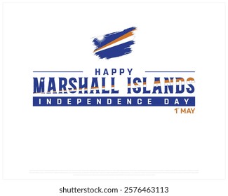 MARSHALL ISLANDS Independence Day vector design on a white background with brush flag, Independence Day of Marshall Islands, Typographic Design of MARSHALL ISLANDS National Day, Brush flag of Marshall