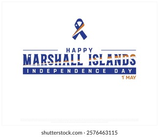 MARSHALL ISLANDS Independence Day vector design on a white background with ribbon flag, Independence Day of Marshall Islands, Typographic Design of MARSHALL ISLANDS National Day, Ribbon of Marshall