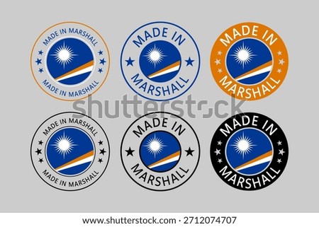 Marshall Islands Made in Stamp in circle with flag Vector template on white background